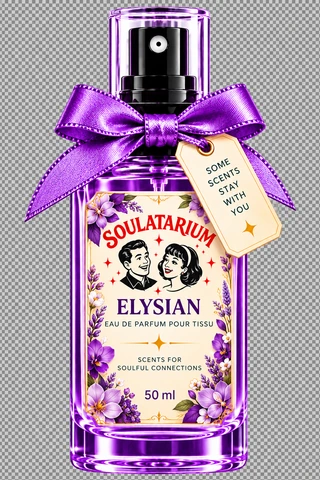 Elysian 50 ml perfume with its original Soulatarium sticker and gift tag