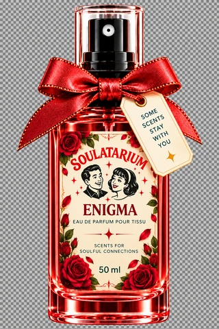 Enigma 50 ml perfume with its original Soulatarium sticker and gift tag
